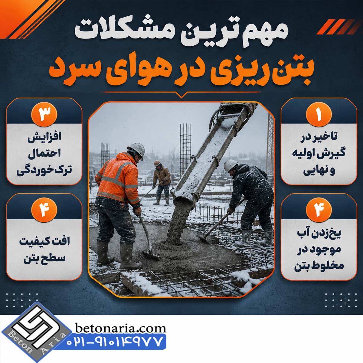 مهم ترین مشکلات بتن ریزی در هوای سرد
